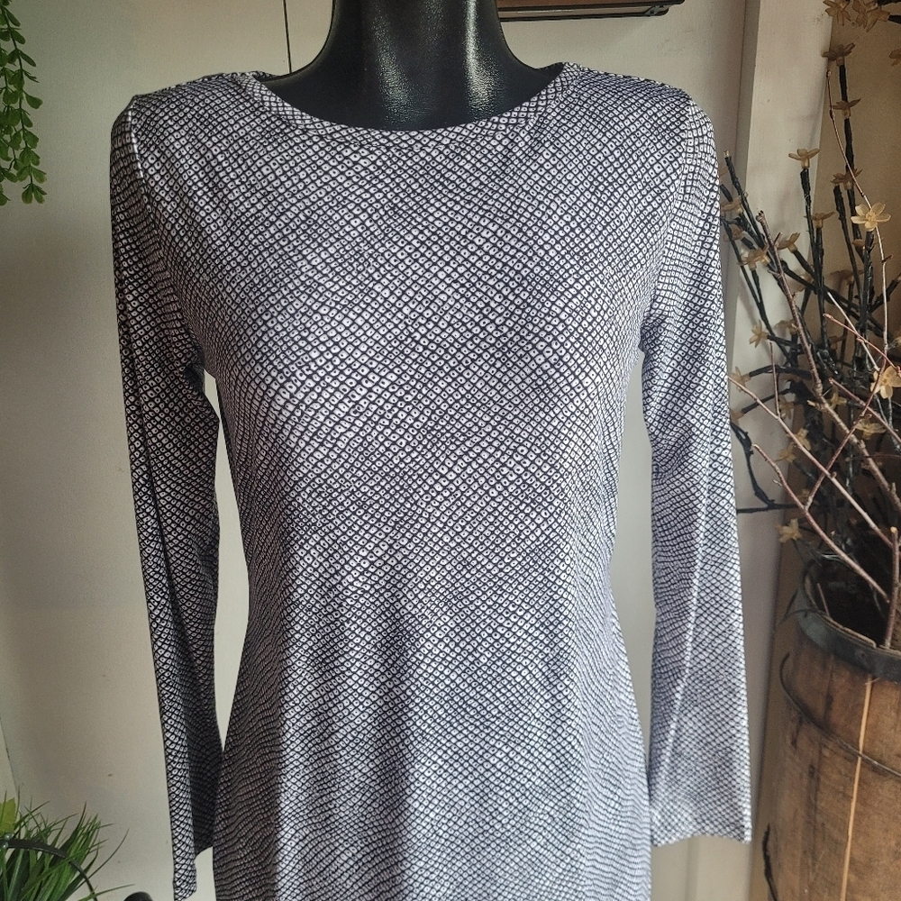 Michael Kors Black And White Geometric Patterned Tunic Shift Dress Size M - Picture 3 of 7